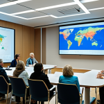 Home 5 디지털 공유지의 거버넌스 모델 - Transparent Governance**
"A brightly lit, modern town hall meeting room. Citizens are engaged in re...